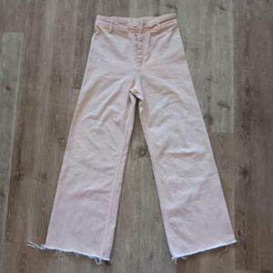 Zara Women Sz 4 Jeans the marine straight baggy pants raw hem y2k wide leg retro